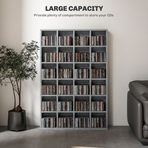 Homcom HOMCOM DVD CD Media Storage Rack, Video Display Unit, 89 x 130.5 cm, Grey 2