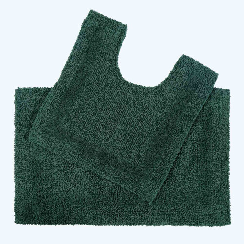 Homescapes (Moss Green) Homescapes Luxury Reversible Cotton Bath Mat Set