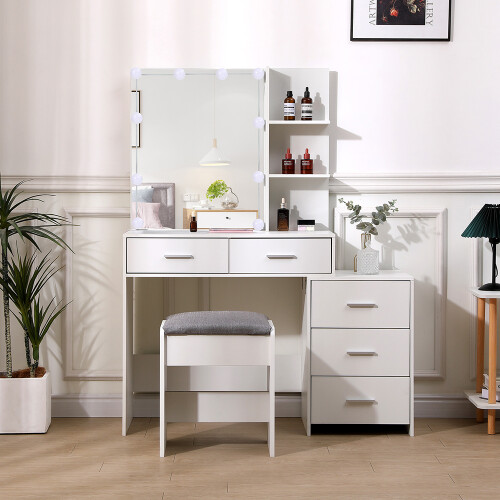 Living And Home Hollywood Dressing Table Set with Large Lighted Mirror 2