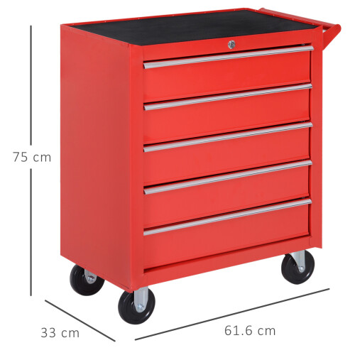 Durhand DURHAND Roller Tool Cabinet Stoarge Box 5 Drawers Garage Workshop Chest Red 1