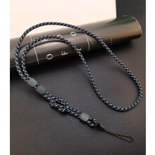 Dual-use Detachable Adjustment Mobile Phone Lanyard Anti-lost Wrist Rope(Black and Blue)