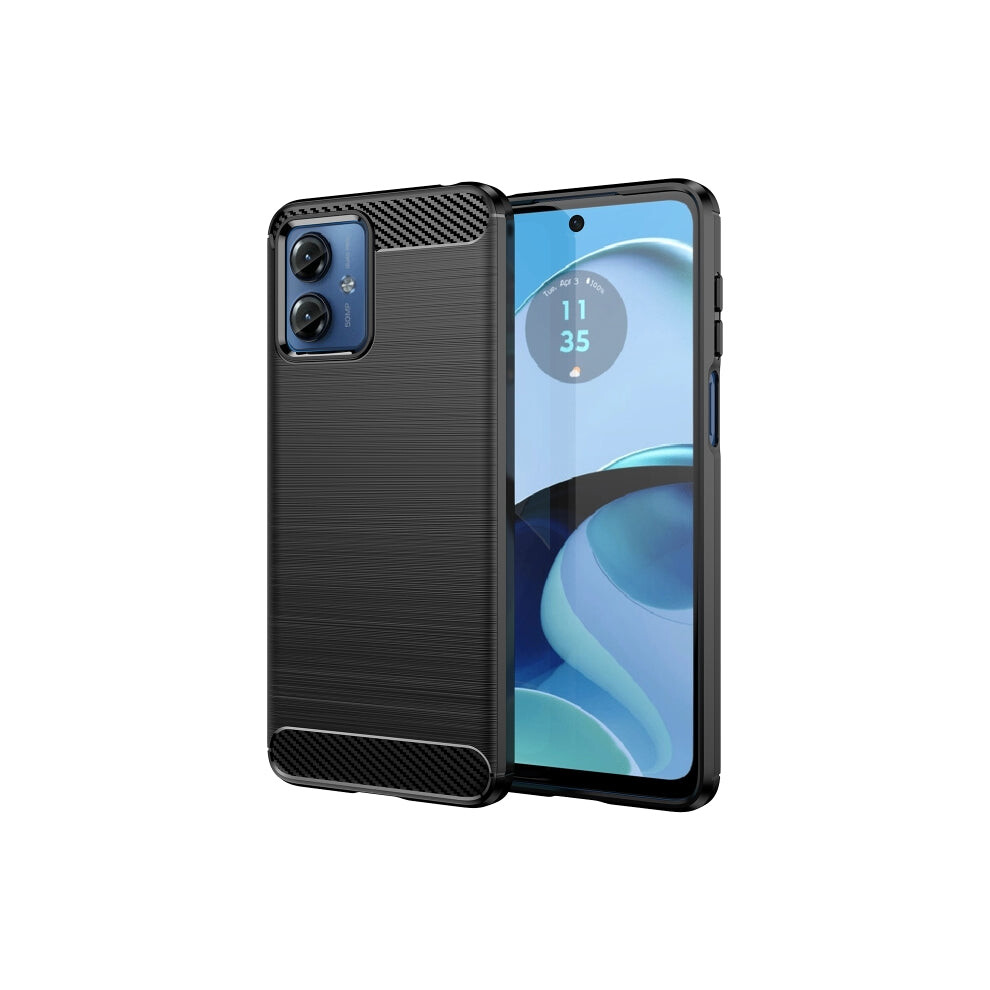 For Motorola Moto G14 Brushed Texture Carbon Fiber Tpu Phone Case(Black) Black 8431777755374