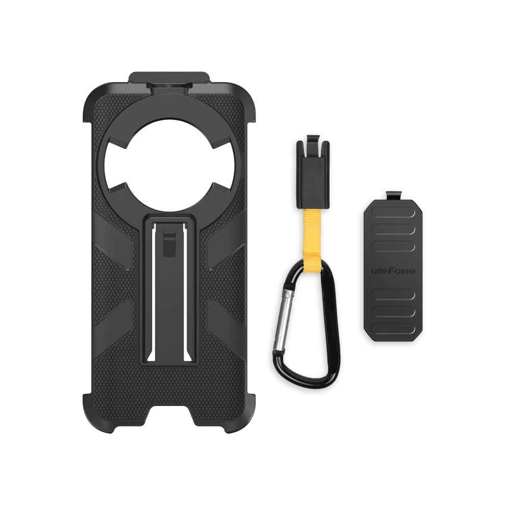 For Ulefone Power Armor 16 Pro Ulefone Back Clip Phone Case with Carabiner(Black)