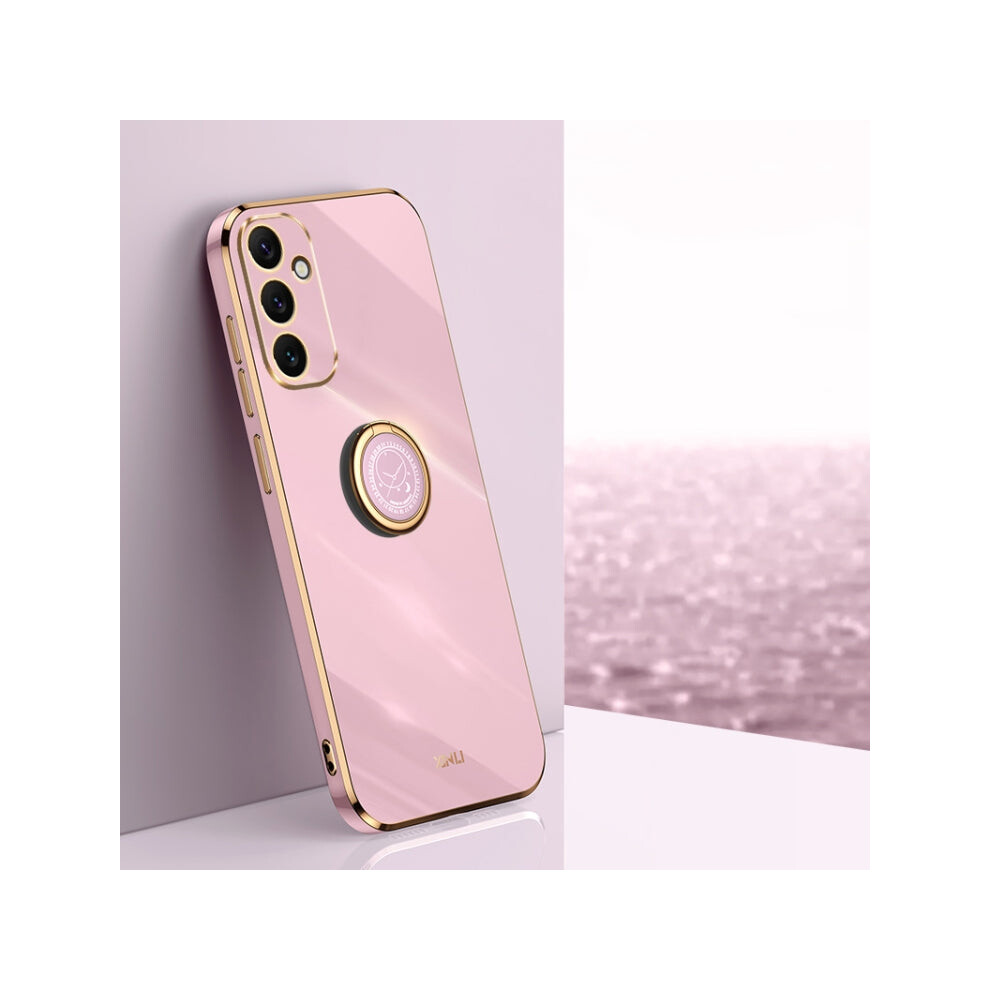 For Samsung Galaxy A34 5G Xinli Straight Edge 6D Electroplate Tpu Phone Case With Ring Holder(Cherry ) Purple 804070230400