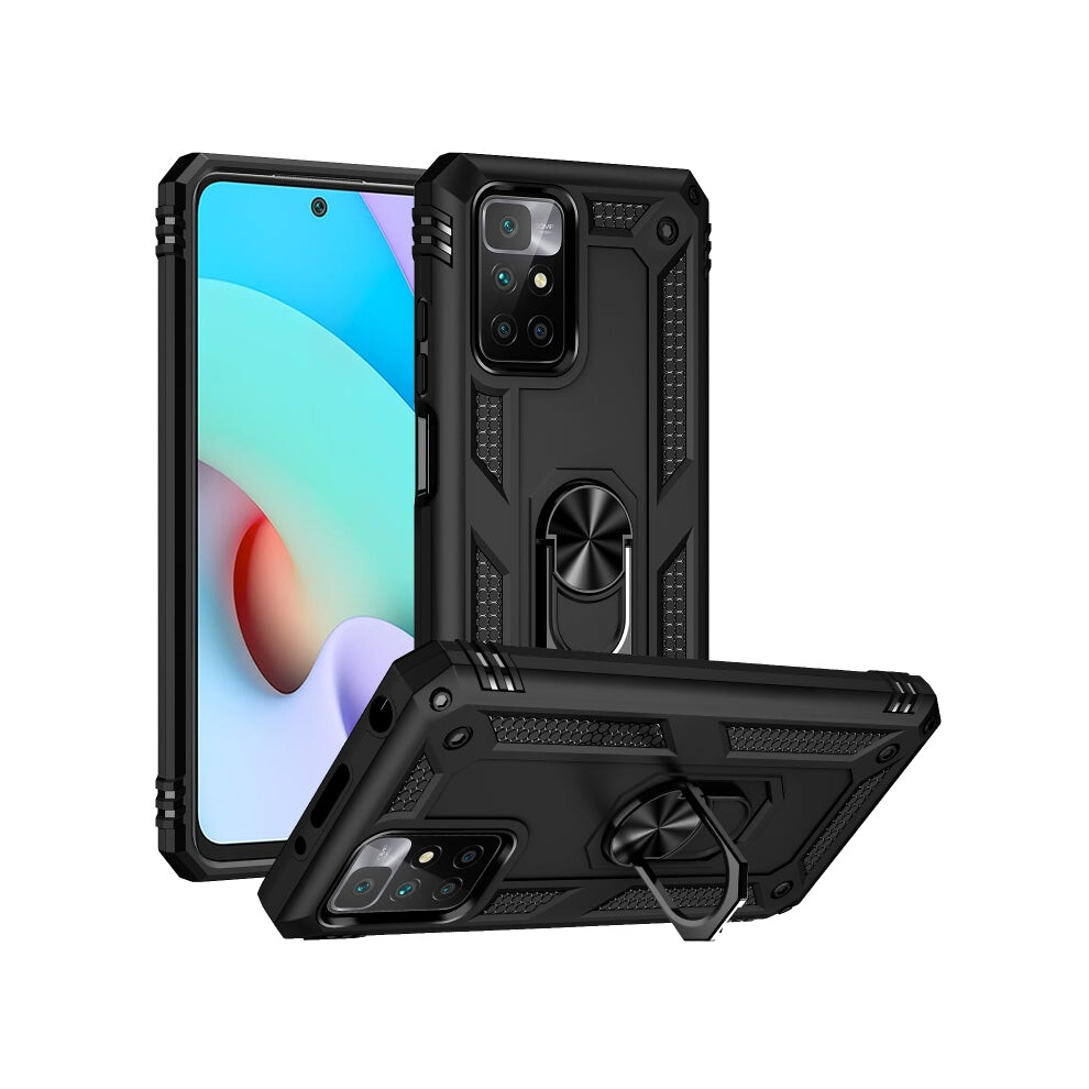 For Xiaomi Redmi 10 Shockproof Tpu + Pc Phone Case With 360 Degree Rotating Holder(Black) Black 762753111074