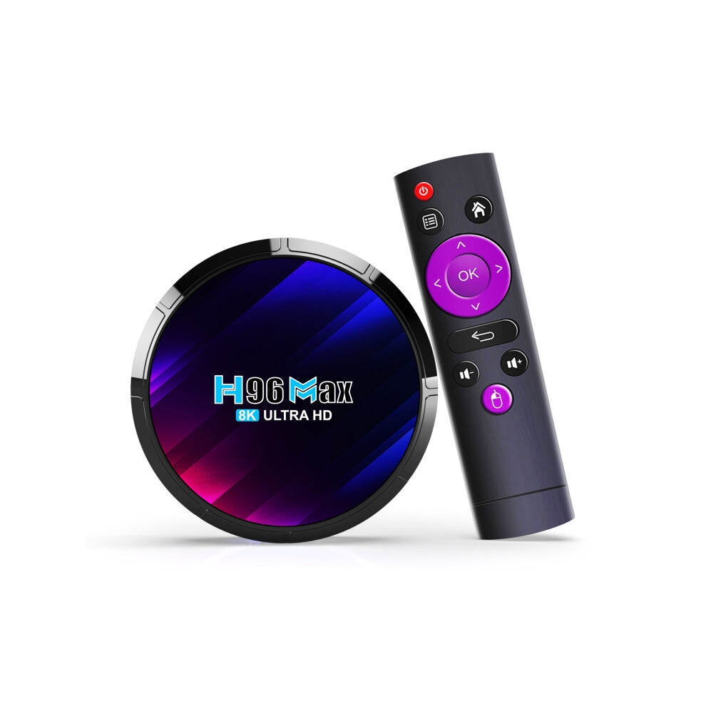 H96 Max 8K Rk3528 4Gb+64Gb Uk Plug Ultra Hd Smart Tv Box Android 13.0 Media Player With Remote Control, Quad-Core, 8431777783285