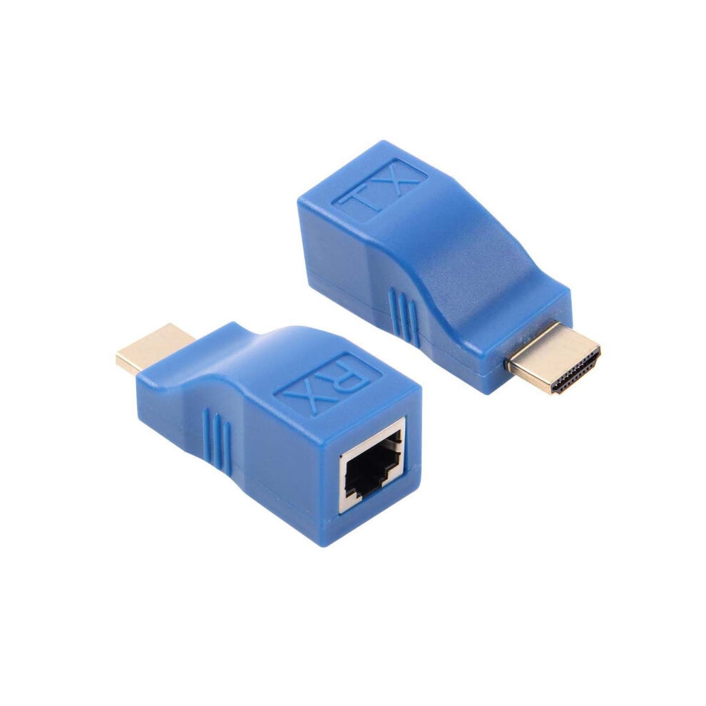 Hdmi To Rj45 Extender Adapter (Receiver & Transmitter) By Cat-5E/6 Cable, Transmission Distance: 30M(Blue) Blue 8435397113811