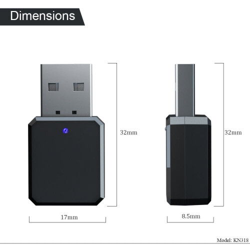 KN318 USB Bluetooth 5.1 Adapter Audio Receiver 2
