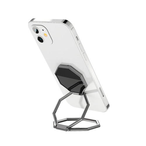 Metal Sticky Mobile Phone Ring Holder Desktop Stand(Black) 1