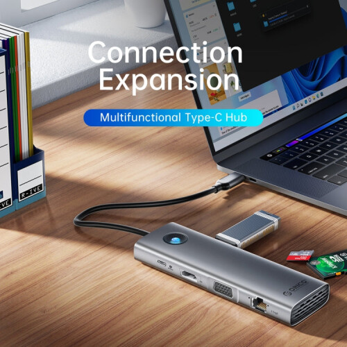 ORICO PW11-9P Type-C / USB-C 8-in-1 5Gbps Multifunction Docking Station(Silver) 2