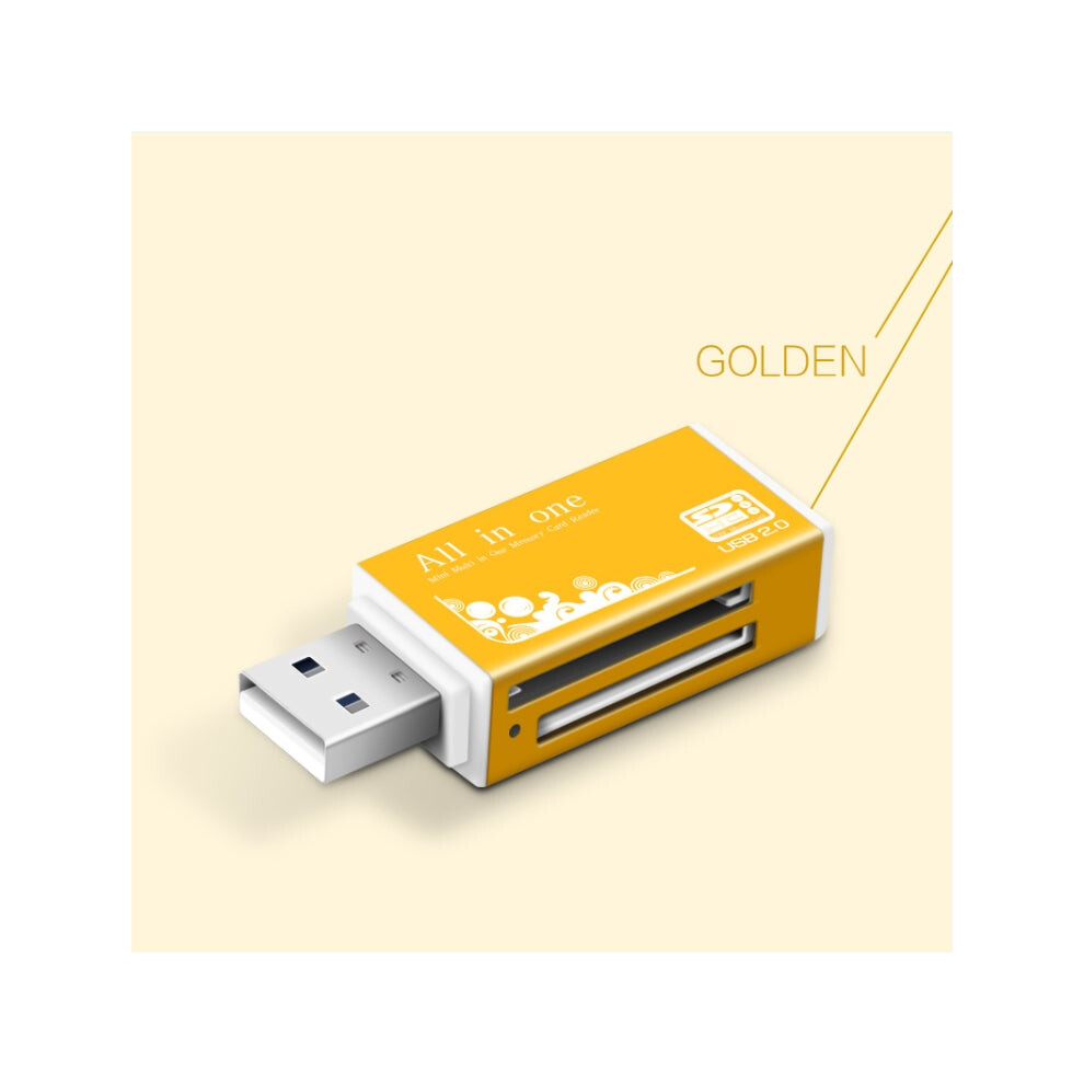 Multi In 1 Memory Sd Card Reader For Memory Stick Pro Duo Micro Sd,Tf,M2,Mmc,Sdhc Ms Card(Gold) Gold 664689717194