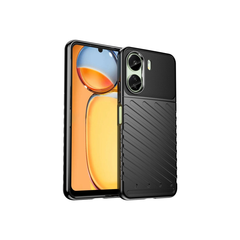For Xiaomi Redmi 13C Thunderbolt Shockproof Soft Tpu Phone Case(Black) Black 883663792709
