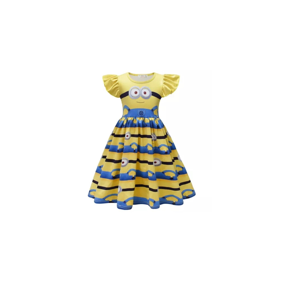 (88351 Yellow, 120//5-6 Years) Kids Girls Minions Dress Cosplay Halloween Costume Birthday Party Fancy Dress