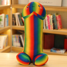(Rainbow Class, 90CM) Big Size Rainbow Trick Penis Plush Soft Simulation Boy Dick Plushie Real-life Penis Pillow