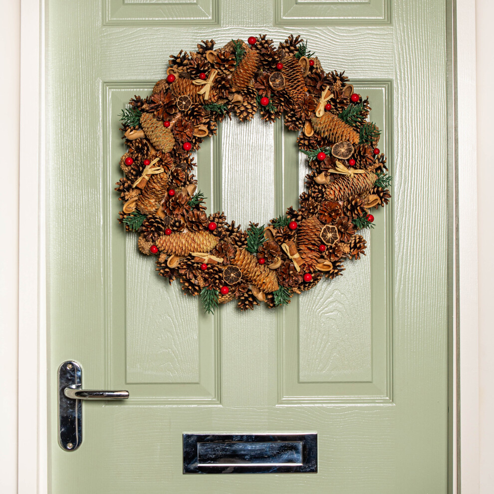 Samuel Alexander Winter Spice Christmas Wreath With Pine Cones Berries And Dried Fruit 50Cm - Image 6
