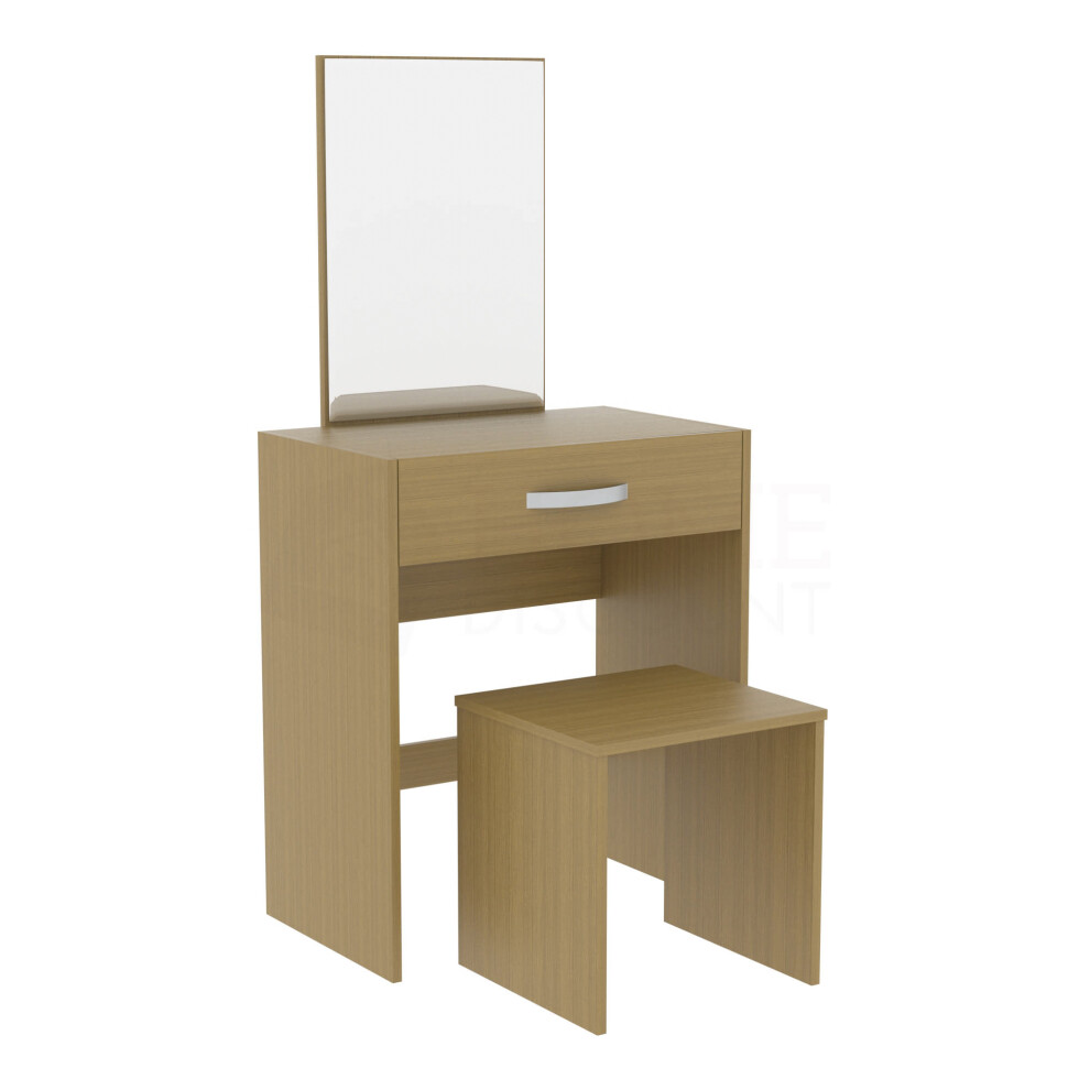 (Pine) Isla 1 Drawer Dressing Table Stool Mirror Set