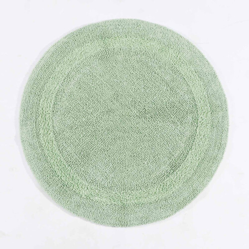 Homescapes (Sage Green, Bath Mat - Round) Luxury Reversible Cotton Bath Mat