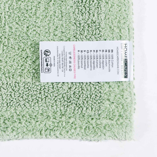 Homescapes (Sage Green, Bath Mat - Extra Large) Luxury Reversible Cotton Bath Mat 2