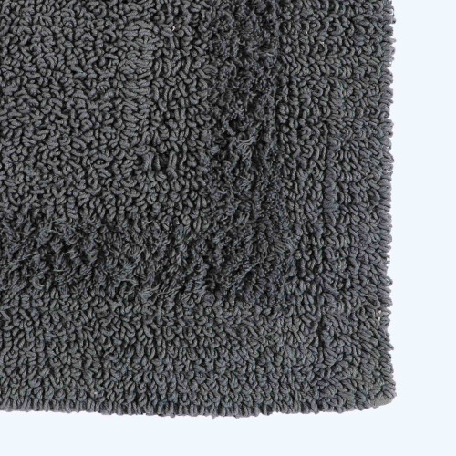 Homescapes (Grey, Bath Mat - Half Round) Luxury Reversible Cotton Bath Mat 1