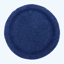 (Navy Blue, Bath Mat - Round) Luxury Reversible Cotton Bath Mat