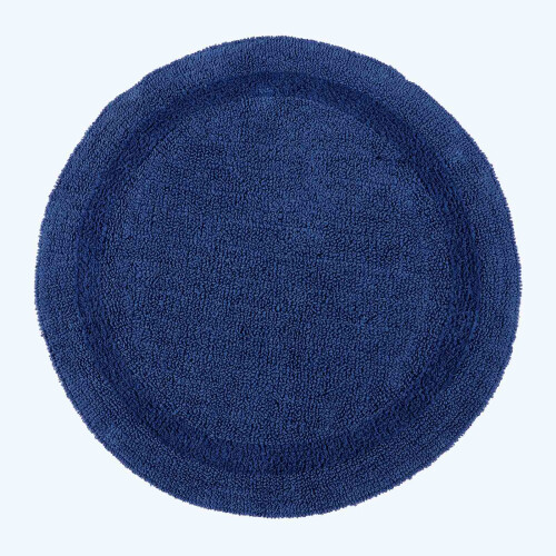 Homescapes (Navy Blue, Bath Mat - Round) Luxury Reversible Cotton Bath Mat
