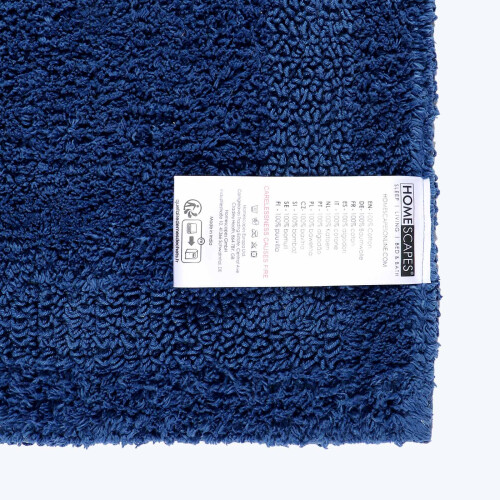 Homescapes (Navy Blue, Bath Mat - Half Round) Luxury Reversible Cotton Bath Mat 2