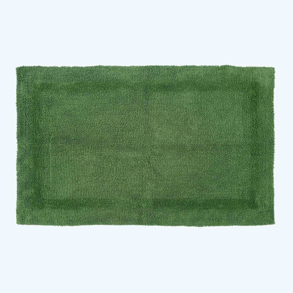 (Bottle Green, Bath Mat - Extra Large) Luxury Reversible Cotton Bath Mat