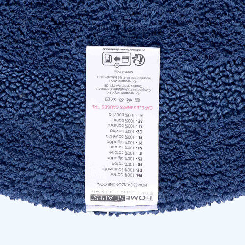 Homescapes (Navy Blue, Bath Mat - Round) Luxury Reversible Cotton Bath Mat 2