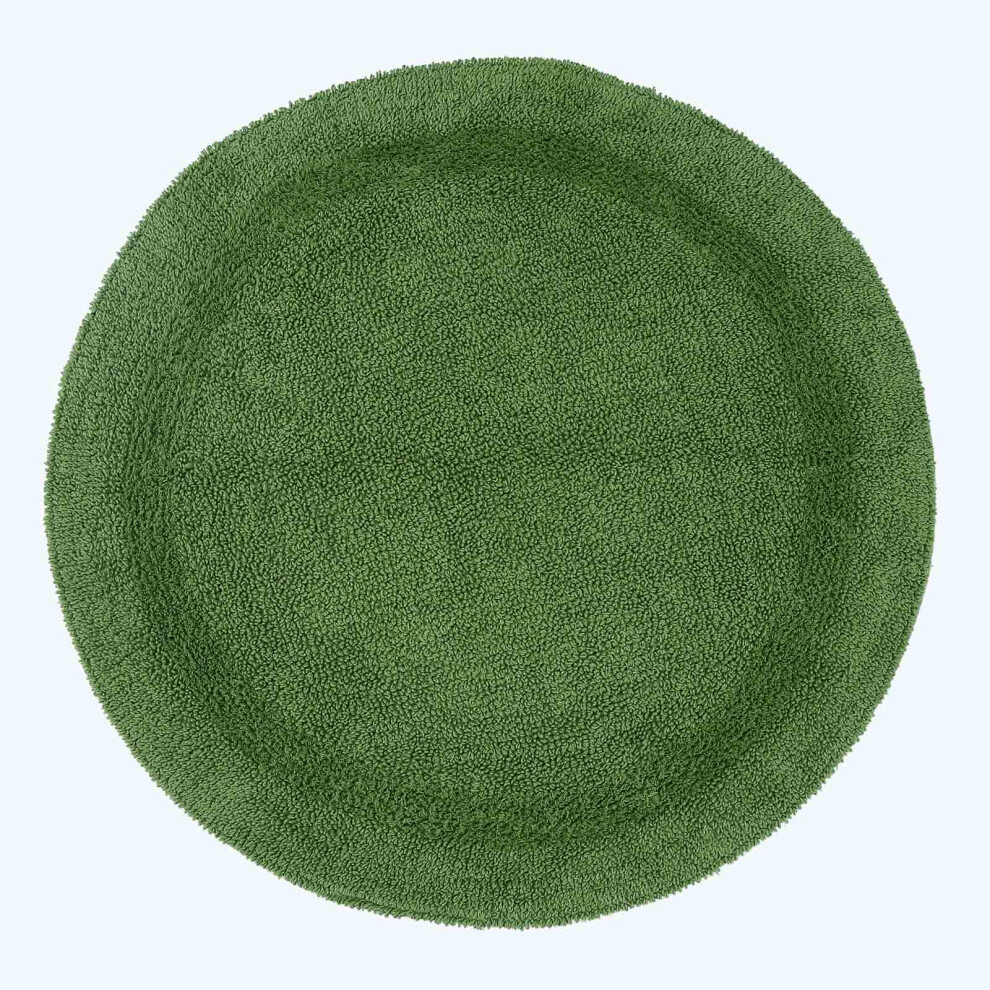 (Bottle Green, Bath Mat - Round) Luxury Reversible Cotton Bath Mat