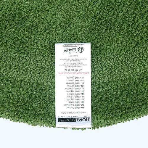 Homescapes (Bottle Green, Bath Mat - Round) Luxury Reversible Cotton Bath Mat 2