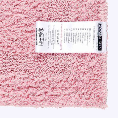 Homescapes (Pink, Pedestal Mat) Luxury Reversible Cotton Bath Mat 2