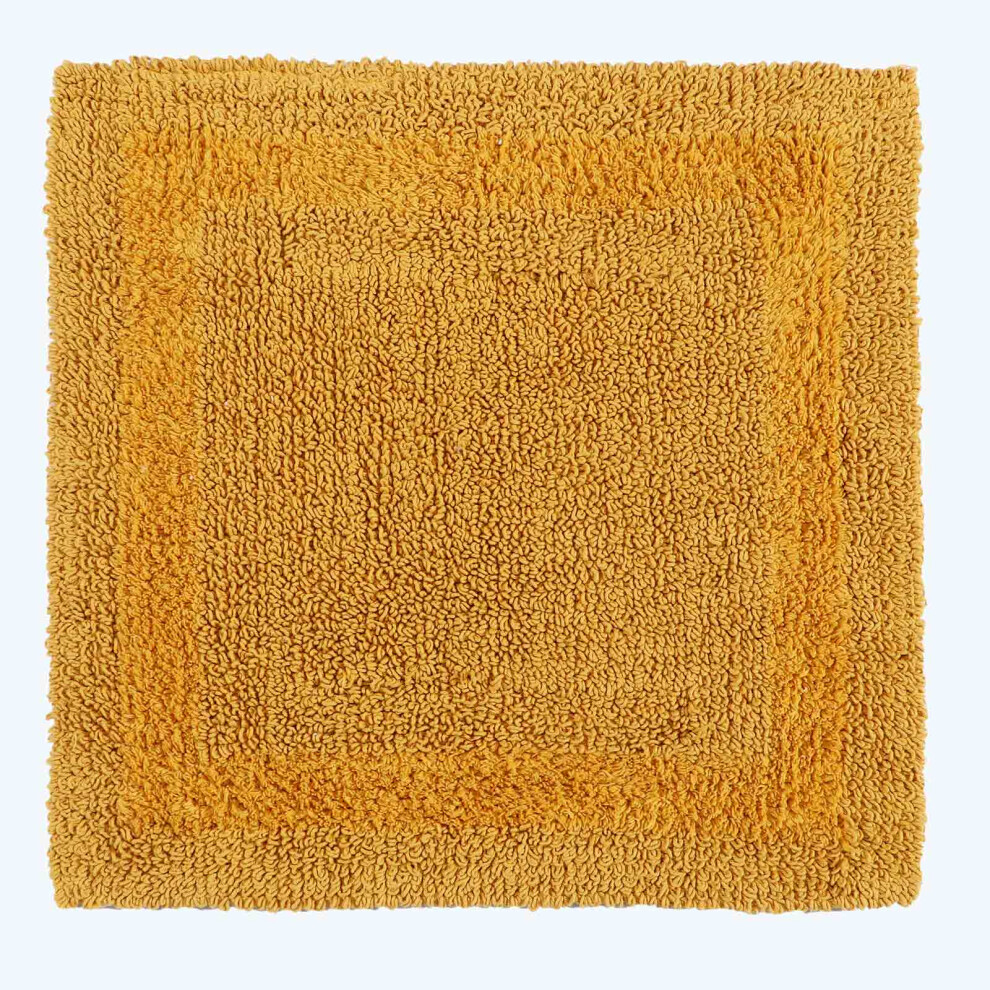 (Mustard, Shower Mat) Luxury Reversible Cotton Bath Mat