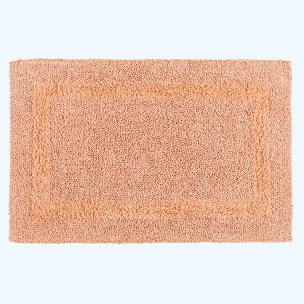 (Peach, Bath Mat) Luxury Reversible Cotton Bath Mat