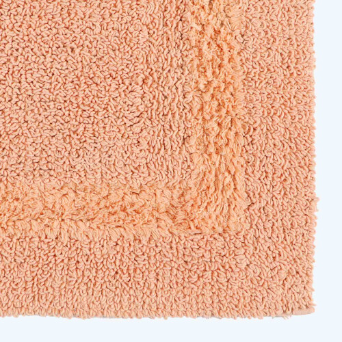 Homescapes (Peach, Bath Mat - Half Round) Luxury Reversible Cotton Bath Mat 1