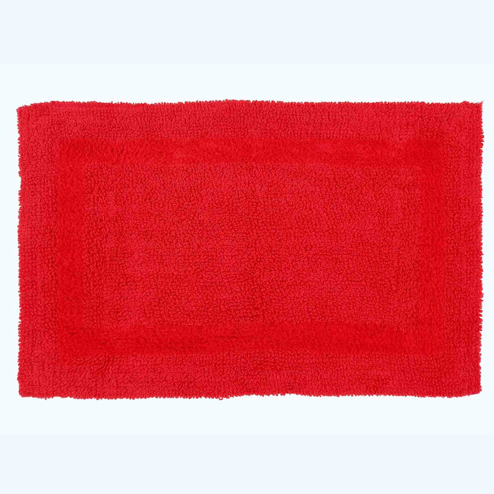 (Red, Bath Mat) Luxury Reversible Cotton Bath Mat