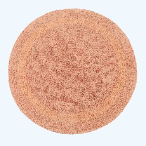 Homescapes (Peach, Bath Mat - Round) Luxury Reversible Cotton Bath Mat
