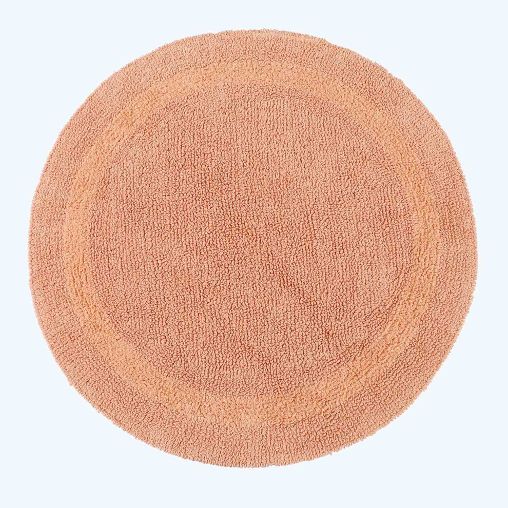Homescapes (, Bath Mat - Round) Luxury Reversible Cotton Bath Mat Peach