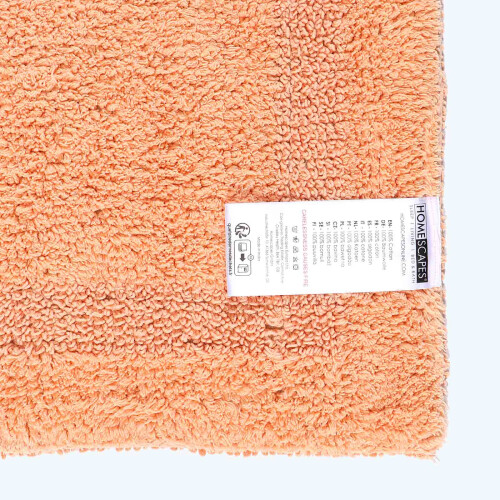 Homescapes (Peach, Bath Mat - Half Round) Luxury Reversible Cotton Bath Mat 2