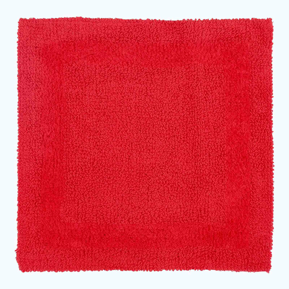 (Red, Shower Mat) Luxury Reversible Cotton Bath Mat