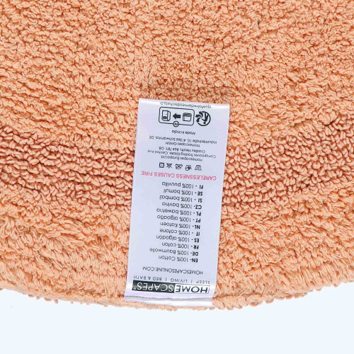 Homescapes (Peach, Bath Mat - Round) Luxury Reversible Cotton Bath Mat 2