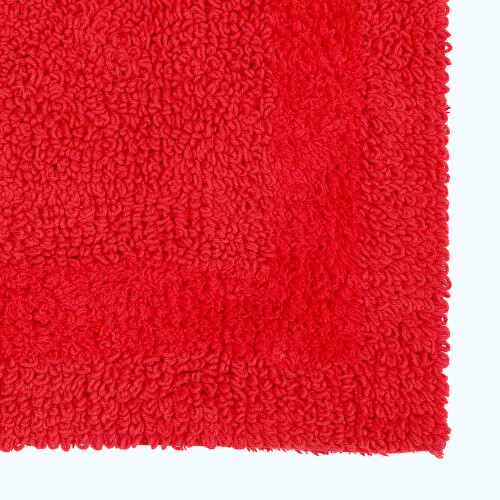 Homescapes (Red, Bath Mat - Half Round) Luxury Reversible Cotton Bath Mat 1