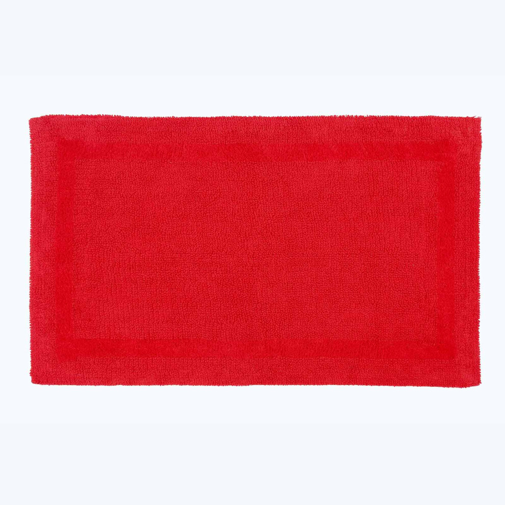 Homescapes (, Bath Mat - Extra Large) Luxury Reversible Cotton Bath Mat Red