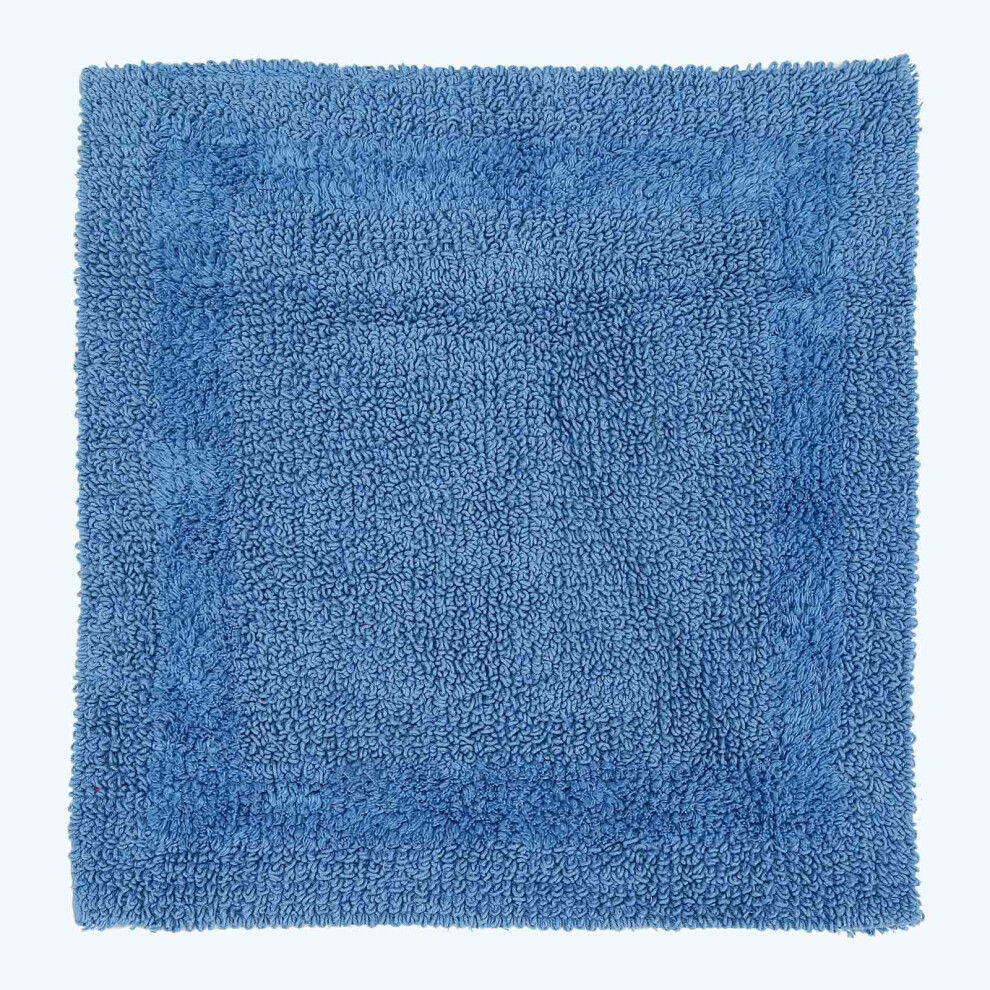 (Cobalt Blue, Shower Mat) Luxury Reversible Cotton Bath Mat