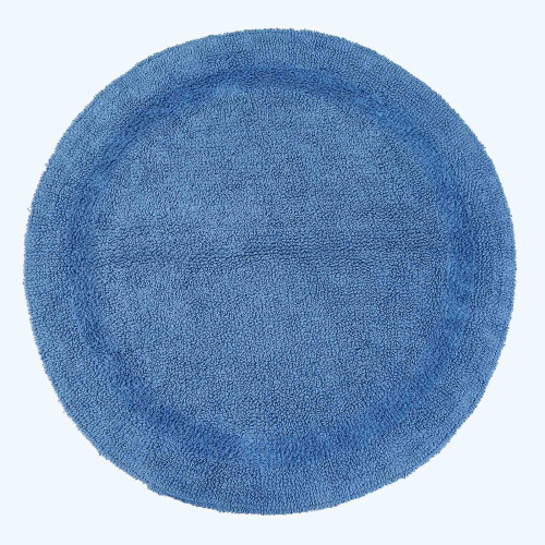 Homescapes (Cobalt Blue, Bath Mat - Round) Luxury Reversible Cotton Bath Mat