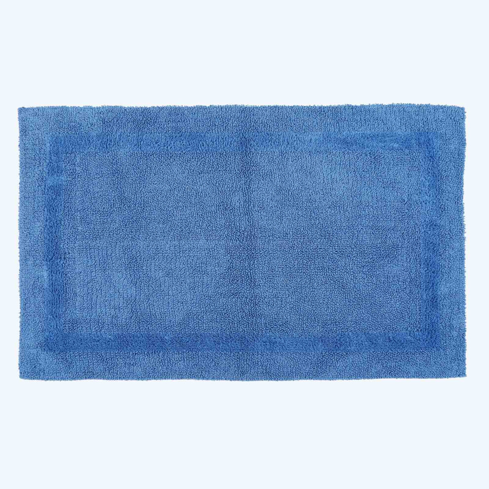 (Cobalt Blue, Bath Mat - Extra Large) Luxury Reversible Cotton Bath Mat