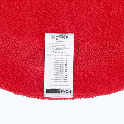 Homescapes (Red, Bath Mat - Round) Luxury Reversible Cotton Bath Mat 2