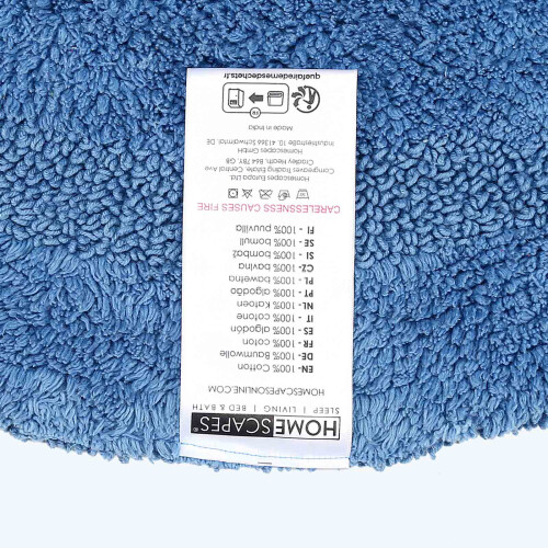 Homescapes (Cobalt Blue, Bath Mat - Round) Luxury Reversible Cotton Bath Mat 1