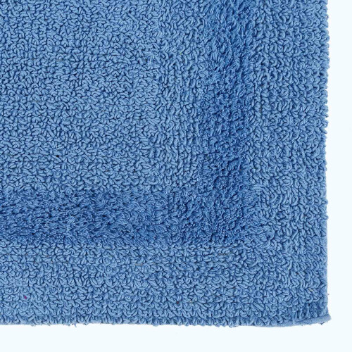 Homescapes (Cobalt Blue, Bath Mat - Half Round) Luxury Reversible Cotton Bath Mat 1
