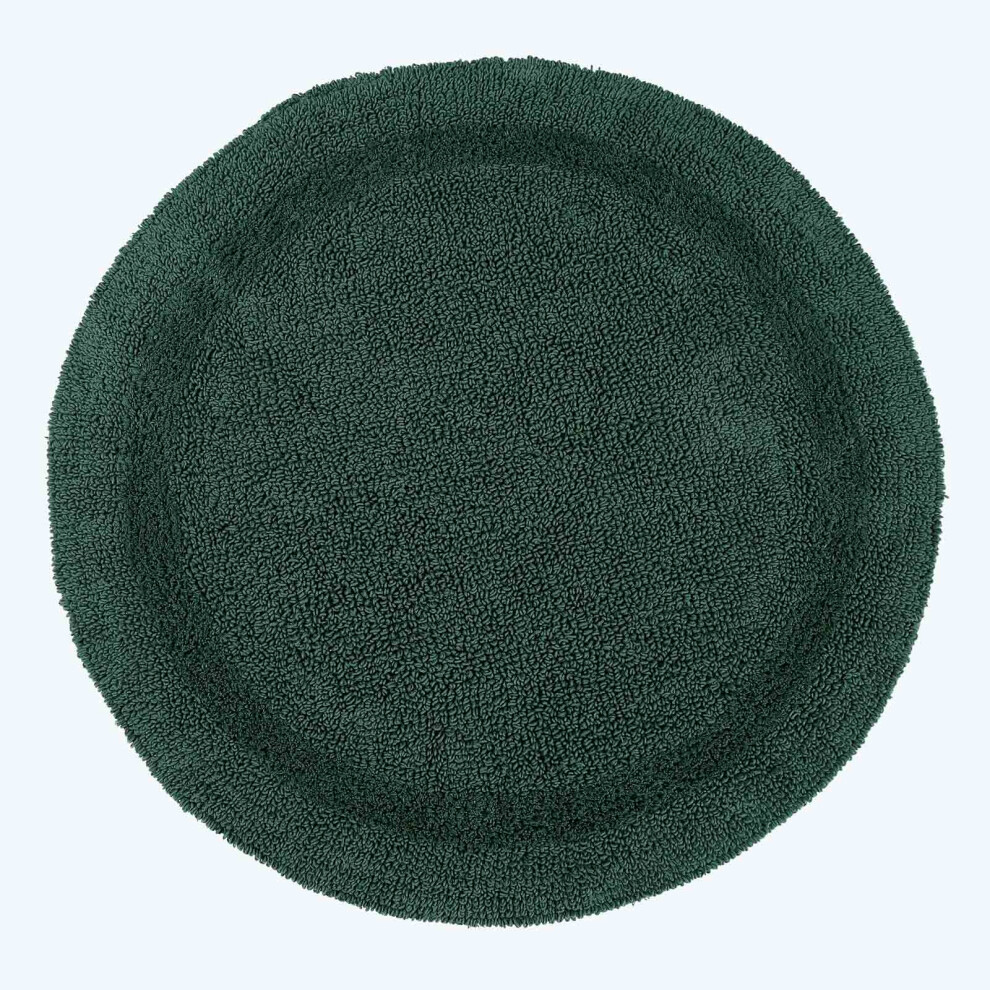 (Moss Green, Bath Mat - Round) Luxury Reversible Cotton Bath Mat