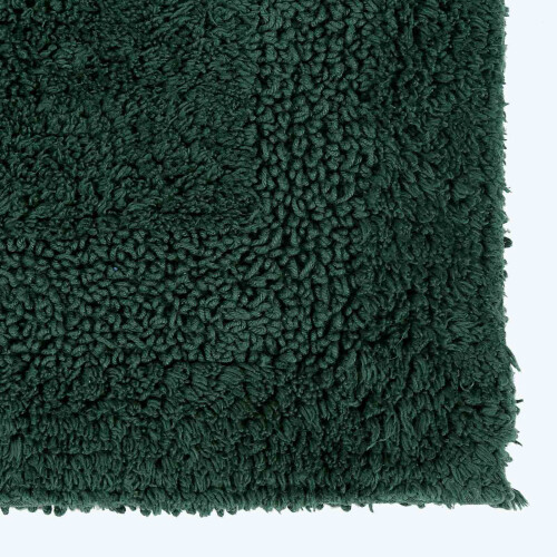 Homescapes (Moss Green, Bath Mat - Half Round) Luxury Reversible Cotton Bath Mat 1